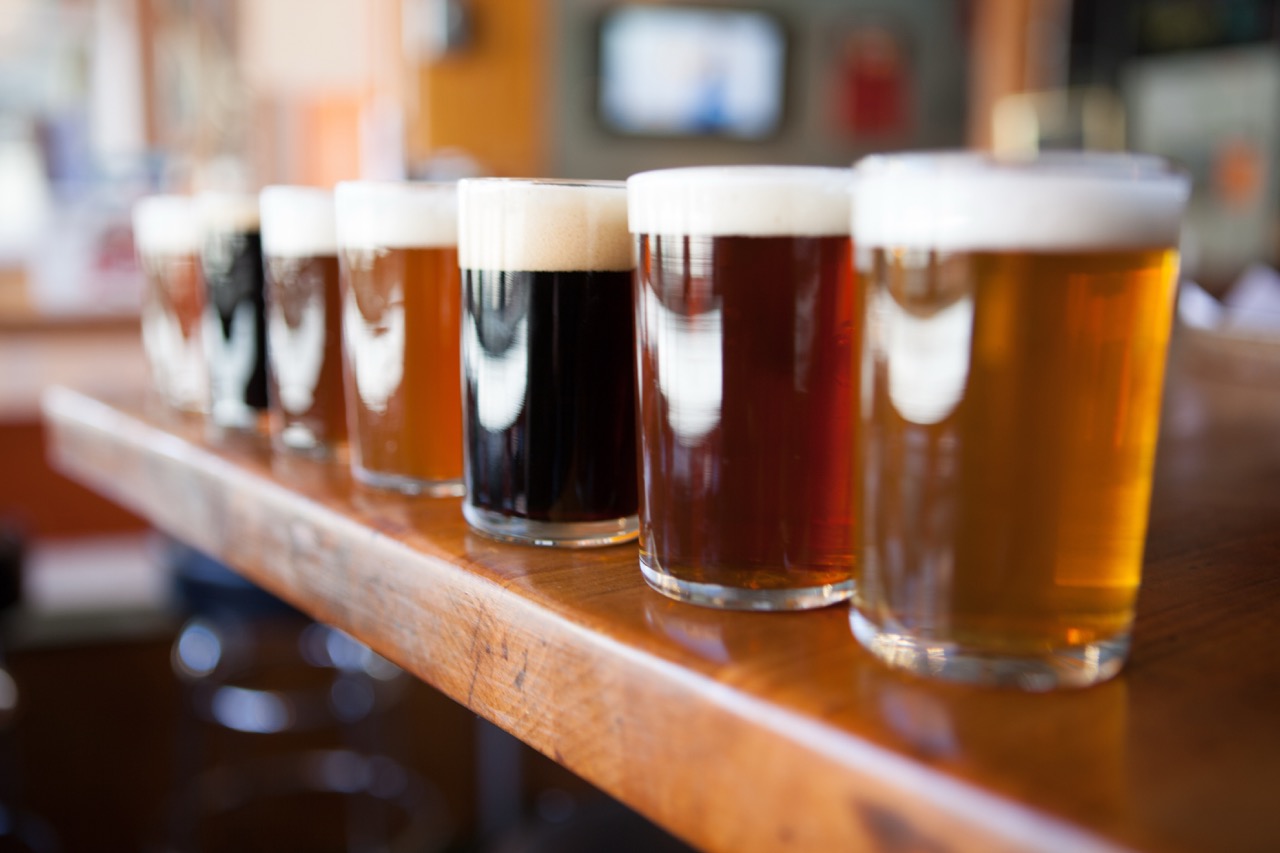 Six Different Beers in a Line